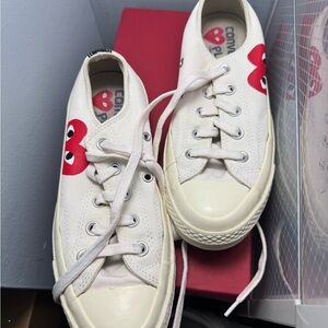 Comme des Garçons PLAY White Sneakers with Red Heart